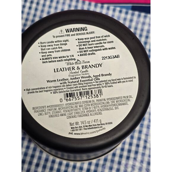 BBW Leather & Brandy Men's Fragrance Line Large 3 Wick Candle Home Decor - Picture 2 of 2